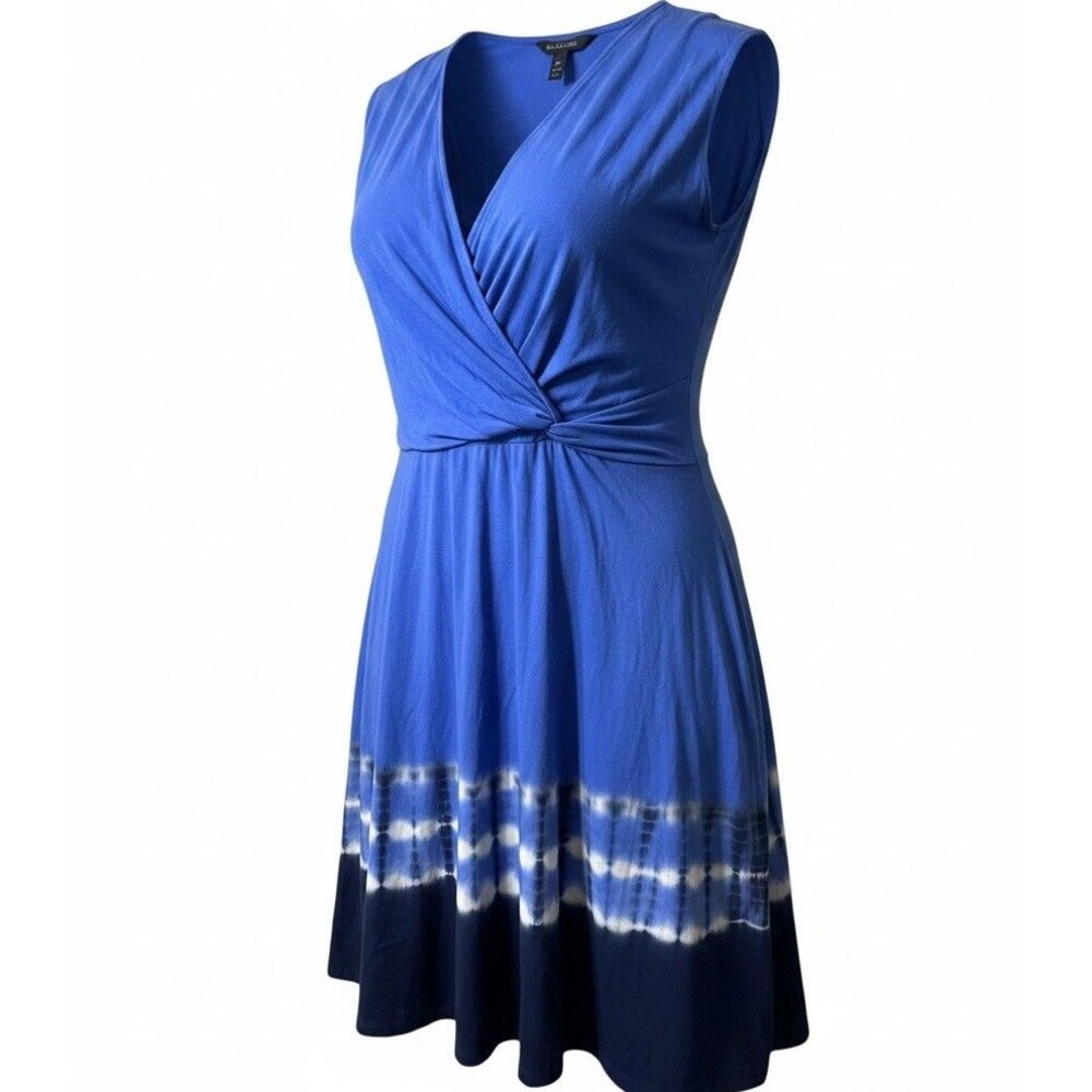 Lands' End Womens Blue Tie Dye Striped Faux Knot Sleeveless Shirt Dress Plus 1X